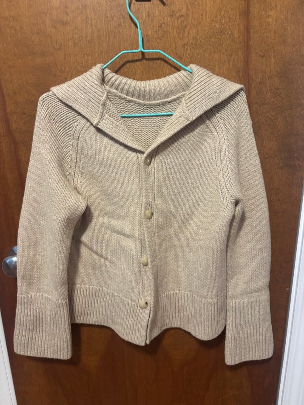 Vince Chunky Knit Sailor Collar Cardigan Merino Wool S